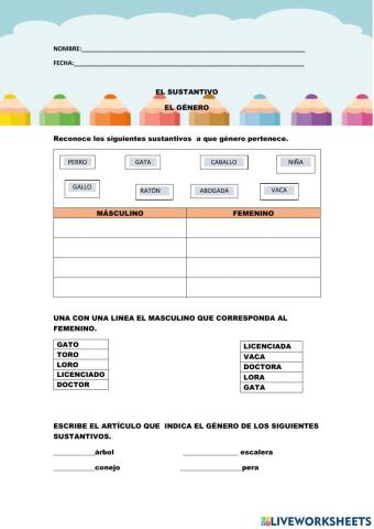 Género de los sustantivos