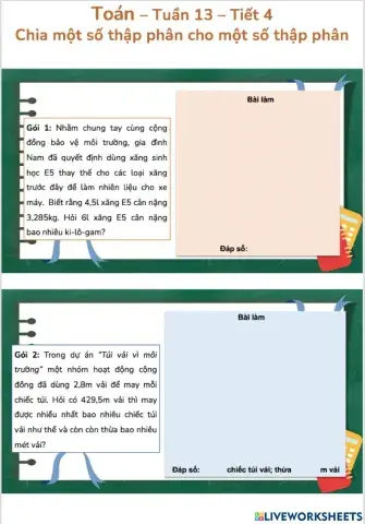 Chia một số thập phân cho một số thập phân