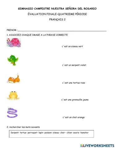 Evaluación final francés 2