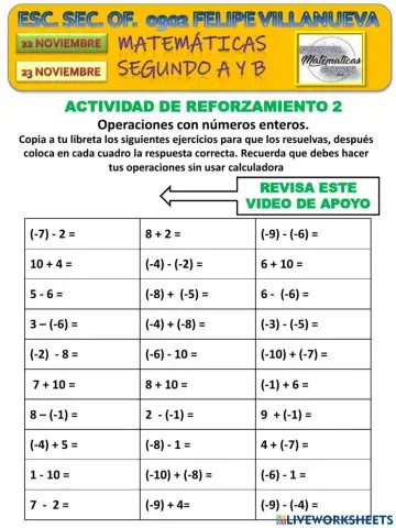 Suma y resta de números con signo