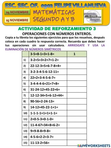 Operaciones de numeros con signo