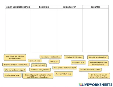 Dialoge im Restaurant