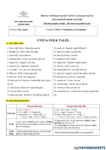 G8 - Unit 6 - L1: Vocabulary & Grammar