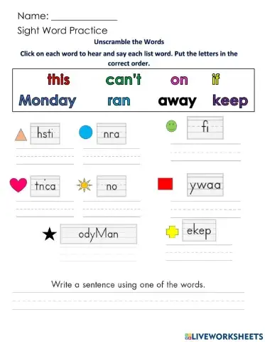 Sight Words week 11