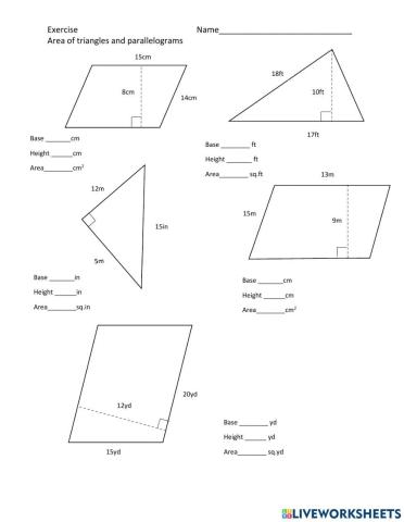 Area of triangles and parallolegrams