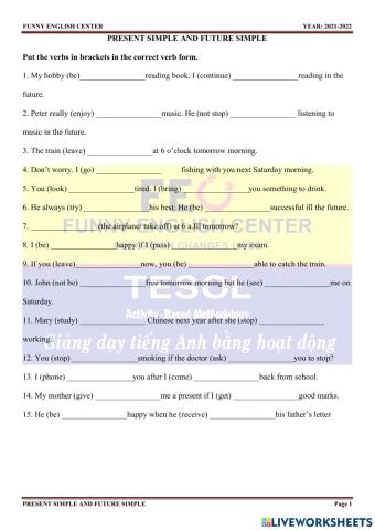 E.7-revision 1-Present simple or future simple