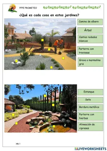 Identificar partes del jardín