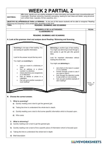 Ejercicios Online-3rd BGU-Skimming and Scanning