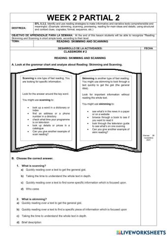 Ejercicios Online-3rd BGU-Skimming and Scanning