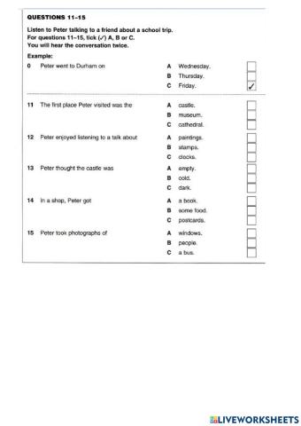 Extra Listening Test 4 PART 3