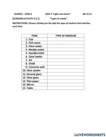 Types of media - light