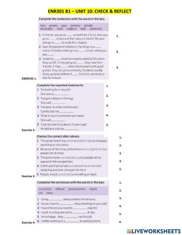 B1 - UNIT 10 - CHECK AND REFLECT