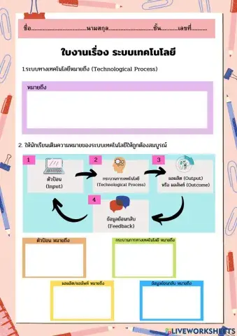 ใบงาน ระบบทางเทคโนโลยี ม.1 ครูสา