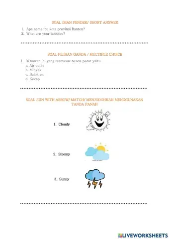 Contoh soal tutorial liveworksheet