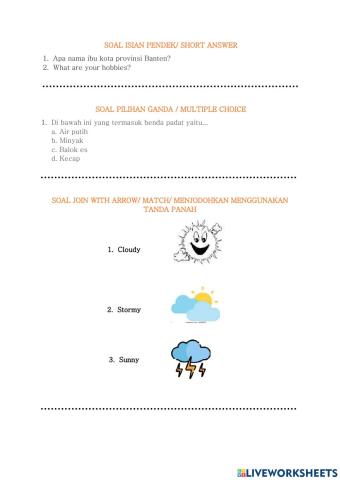 Contoh soal tutorial liveworksheet