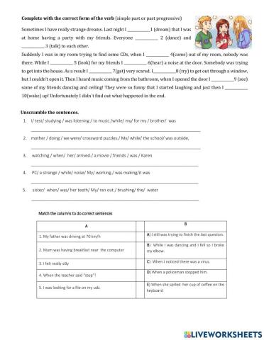 simple past and  past progressive