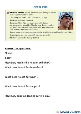 Aiming high swimming