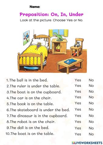 Preposition - On, In, Under
