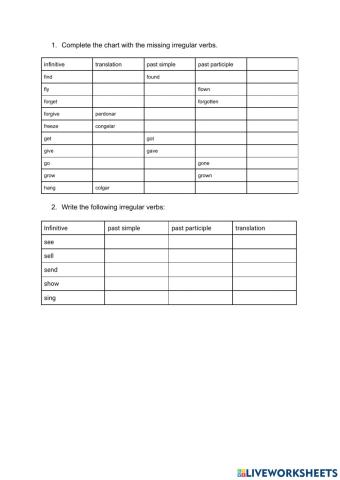 Irregular verbs review 2