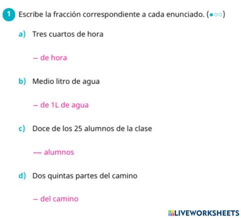 Ejercicio 1 Interpretación fracciones