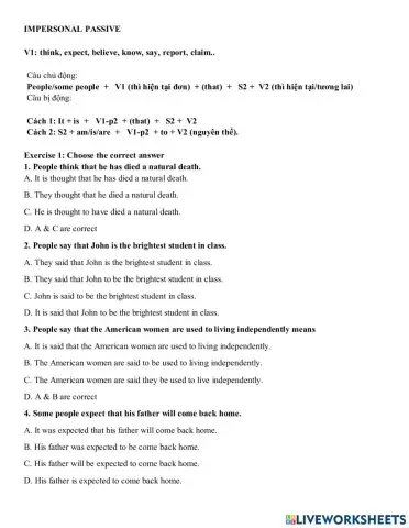 Grade 9- Unit 5: Impersonal passive