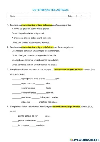 Artigos definidos e indefinidos 