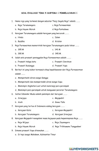 Soal evauasi pembelajaran 1
