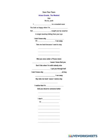 Save your tears Song