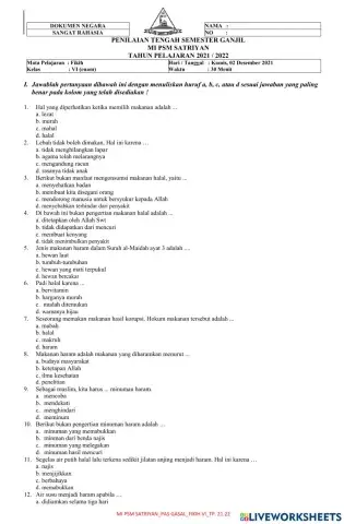 Mi psm satriyan fikih 6 gasal