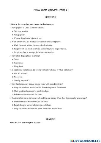 Reading, listening, writing