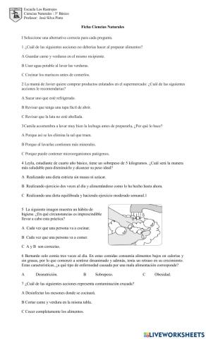 Ficha Higiene de los Alimentos