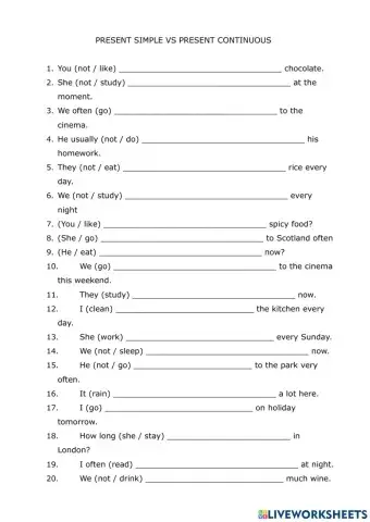 Present Simple VS Present Continuous