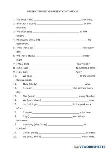Present Simple VS Present Continuous