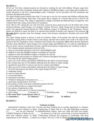 Reading volunteer work