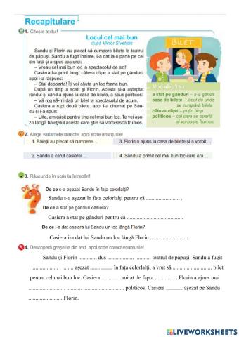 Recapitulare: Locul cel mai bun