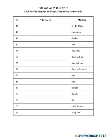 Irregular verbs 47-61