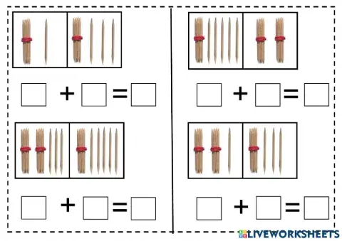 Sumas decenas palillos