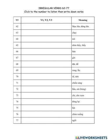 Irregular verbs 62-77