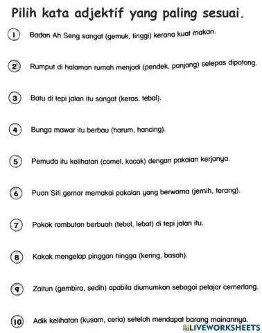 Latihan Kata Adjektif 1