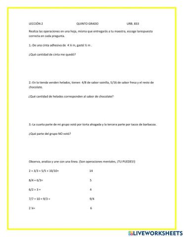 Lección 2 quinto grado