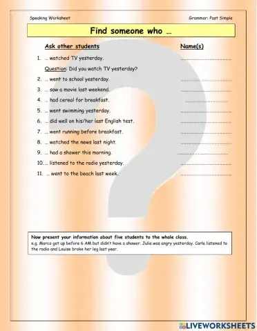 Simple Past Yes-NO question