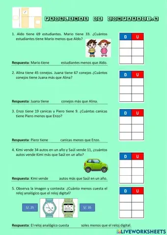 Problemas de comparación 1 y 2