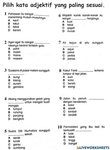 Latihan Kata Adjektif 2