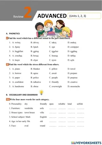 English 6 Big4 Review 2 Vocabulary and Grammar