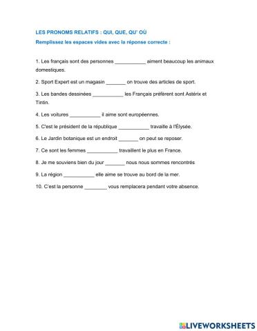 Les pronoms relatifs