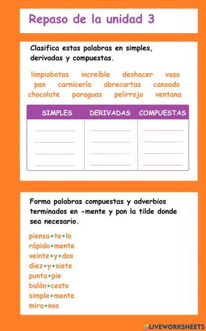 Repaso unidad 3 lengua 6º