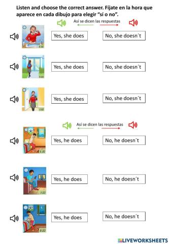 4º Unit 4. Yes, she does - no, she doesn-t