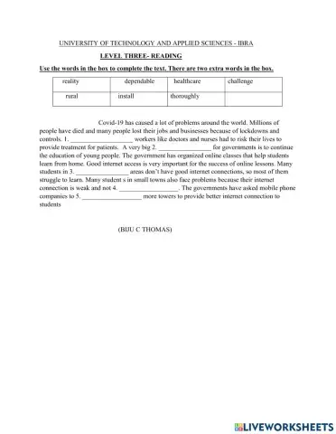 L£ Reading U10 LA voc online study