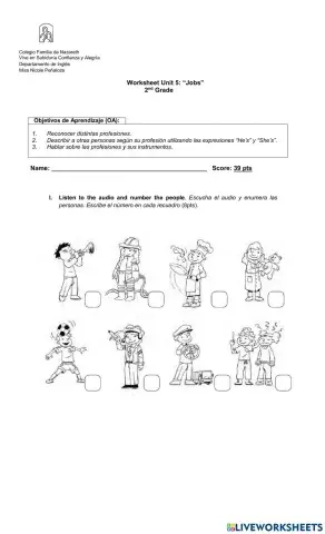 Worksheet Unit 5: -Jobs- 