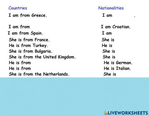 Countries - Nationalities